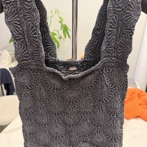 Free People Charcoal Textured Top